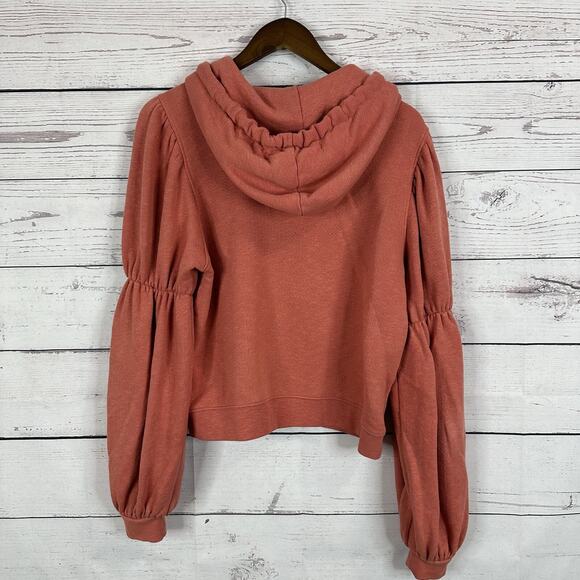 Ulla Johnson Sacha Sweatshirt Womens Medium Puff Sleeve Tassel Hoodie Clay - Picture 4 of 14